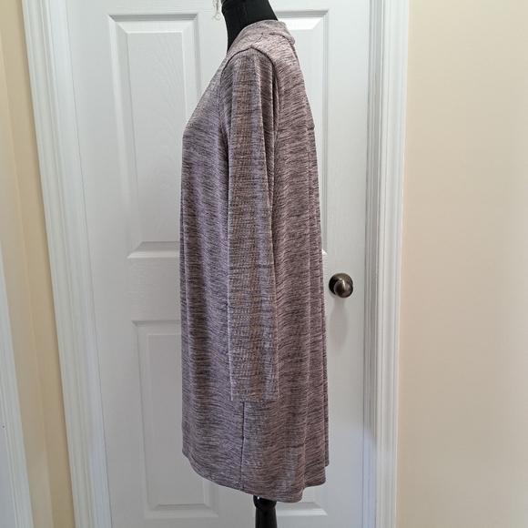 Michel Studio Long Cardigan Mauve Purple Black Heathered Mix Silky Women's 2X - Picture 5 of 10